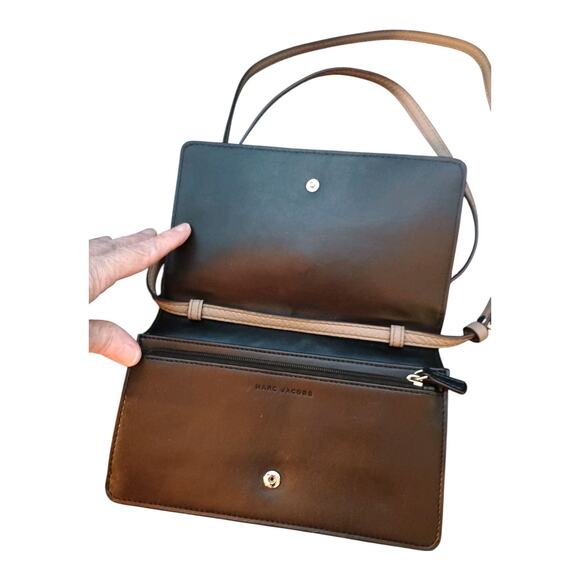 Marc Jacobs Empire City Crossbody Wallet Clutch Tan Pebbled Leather - Picture 3 of 12